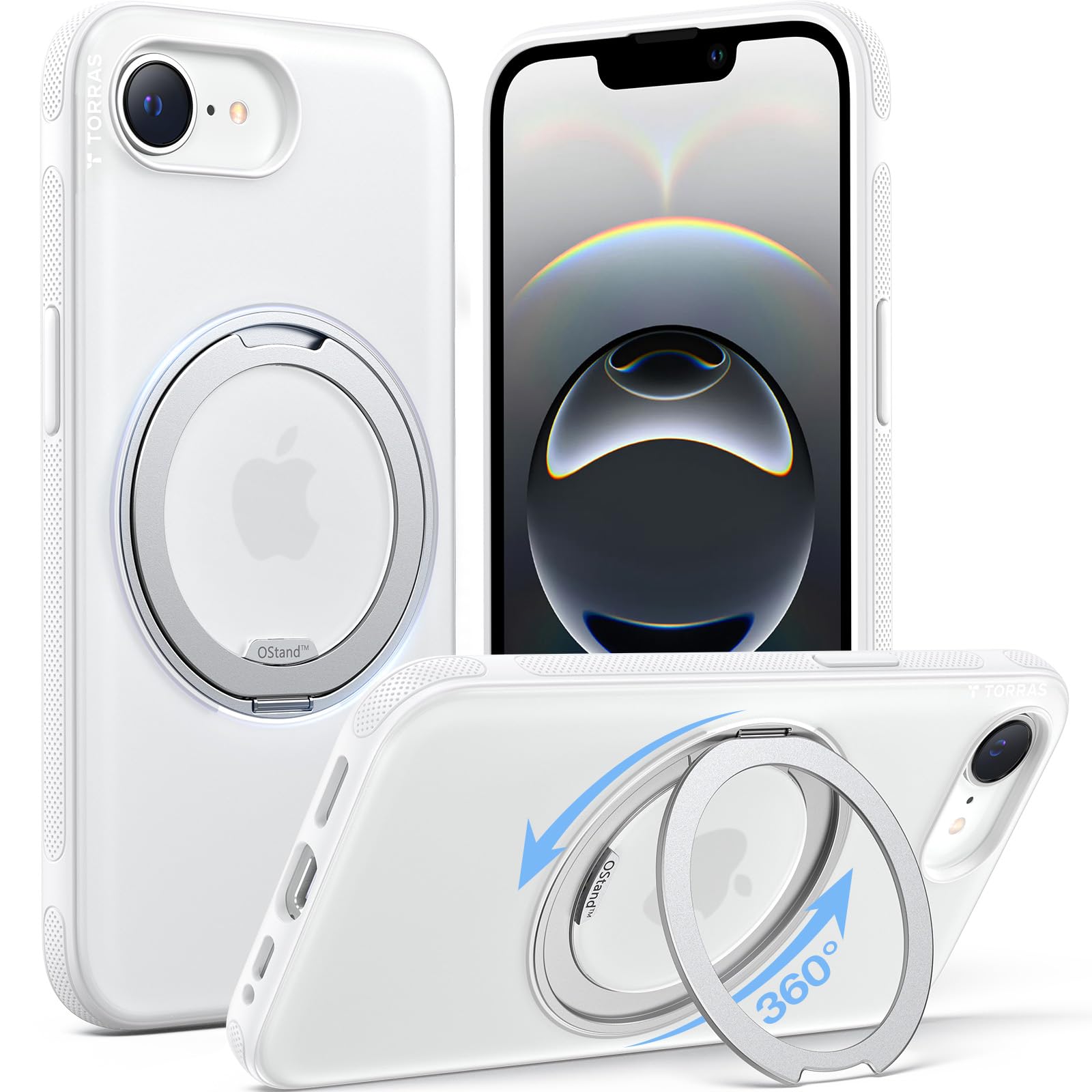 【透明度爆上がり・多機能360度回転スタンド】TORRAS iPhone 16 iPhone 16 シリーズ スマホケース |透明 |MagSafe対応|360度回転